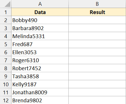 Dữ liệu hỗn hợp chữ và số không có dấu phân cách