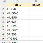 Dữ liệu mẫu chứa ID sản phẩm cần xóa ký tự đầu