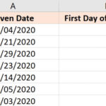 Dữ liệu ngày tháng mẫu để tìm ngày đầu tiên của tháng