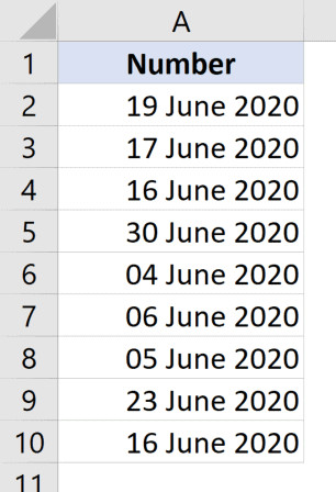 Dữ liệu số đã được chuyển thành định dạng ngày tháng chuẩn