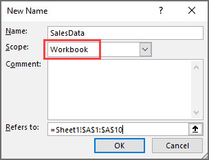 Giữ phạm vi là Workbook
