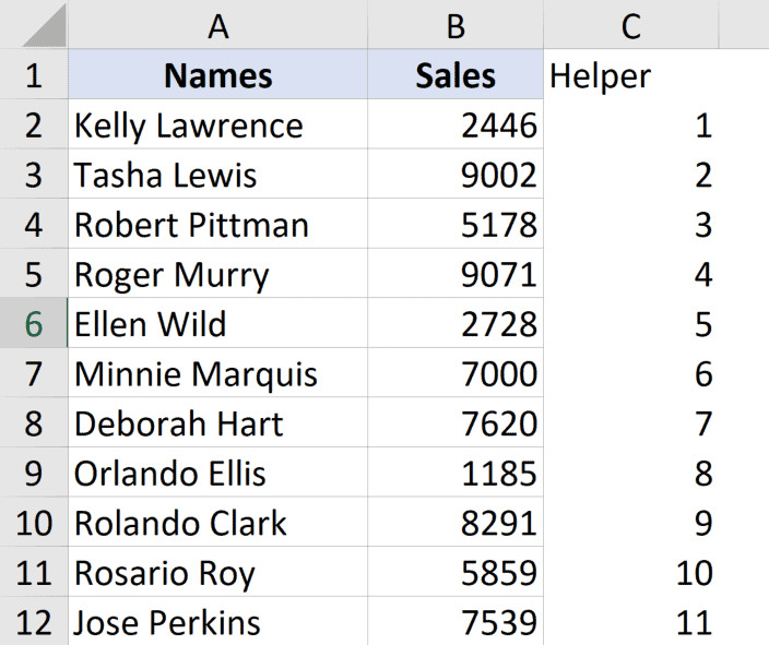 Helper column for flipping vertical data