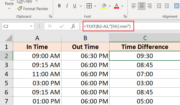 Hiển thị chênh lệch giờ và phút