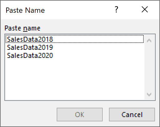 Hộp thoại Paste Name