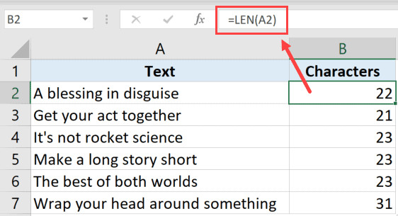 Kết quả áp dụng hàm LEN cho danh sách dữ liệu