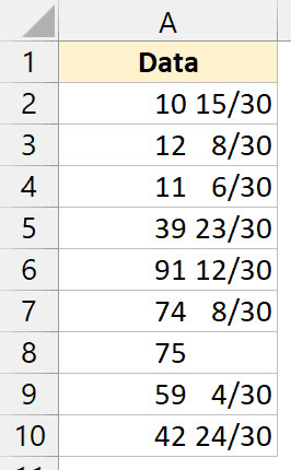 Kết quả hiển thị phân số với mẫu số cố định là 30