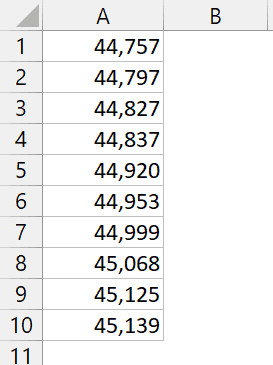 Kết quả hiển thị số serial sau khi dùng Format Cells