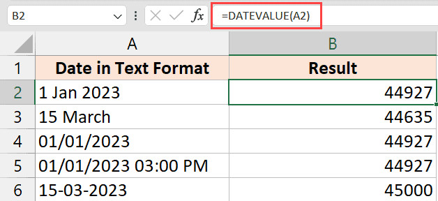 Kết quả trả về của hàm DATEVALUE là số sê-ri