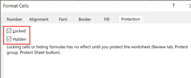 Kích hoạt cả hai tùy chọn Locked và Hidden cho các ô công thức