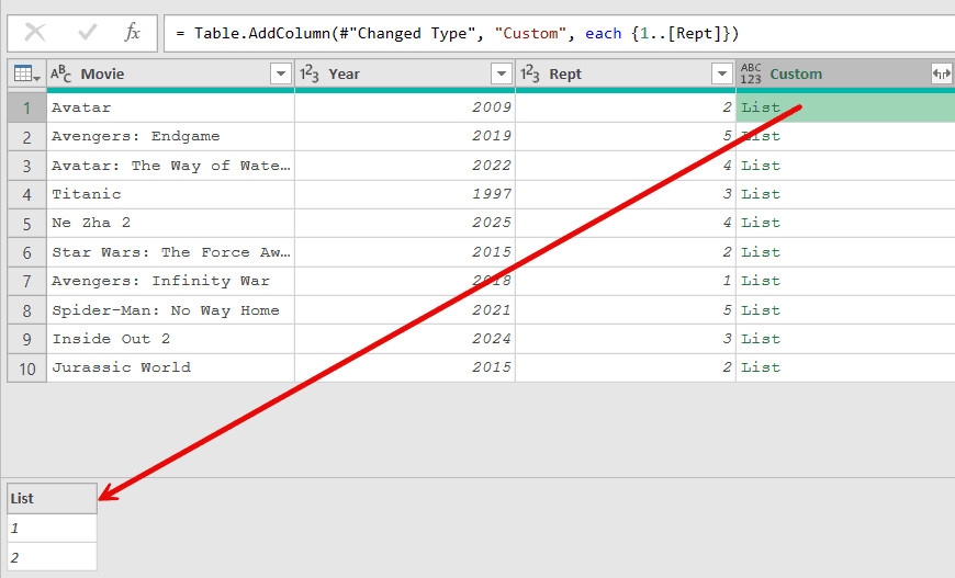 Kiểm tra giá trị danh sách ở dòng đầu tiên