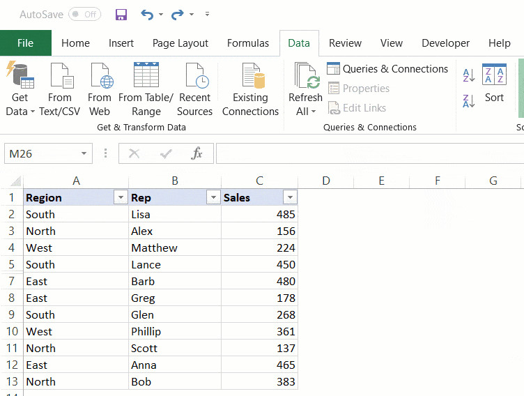 Lỗi khi sắp xếp dữ liệu có hàng ẩn chứa ô trống