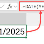 Minh họa cách lấy ngày cuối cùng của năm hiện tại bằng hàm DATE trong Excel
