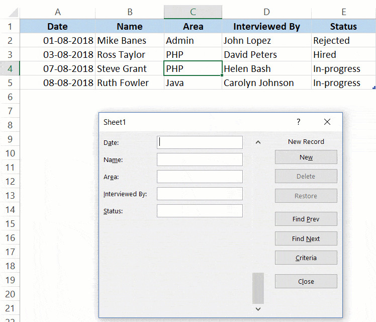 Minh họa động quá trình nhập liệu bằng Form trong Excel