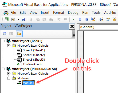 Mở Module trong Personal Macro Workbook