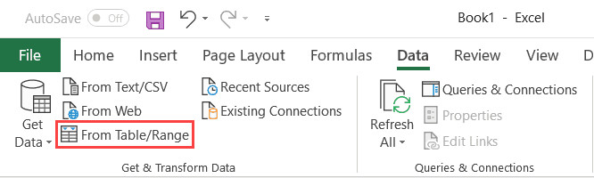 Mở Power Query Editor từ tab Data
