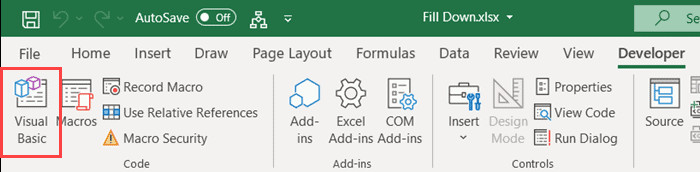 Mở trình soạn thảo Visual Basic