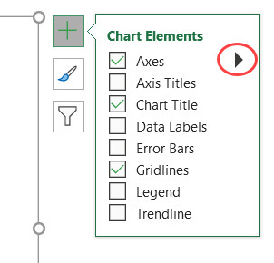 Mũi tên đen mở rộng tùy chọn chi tiết