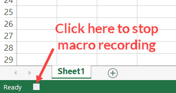Nhấn biểu tượng dừng ghi Macro