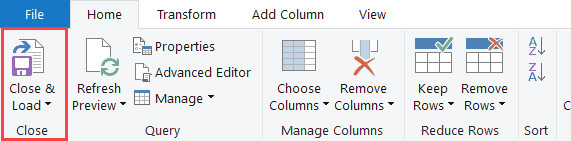 Nhấn Close and Load để hoàn tất