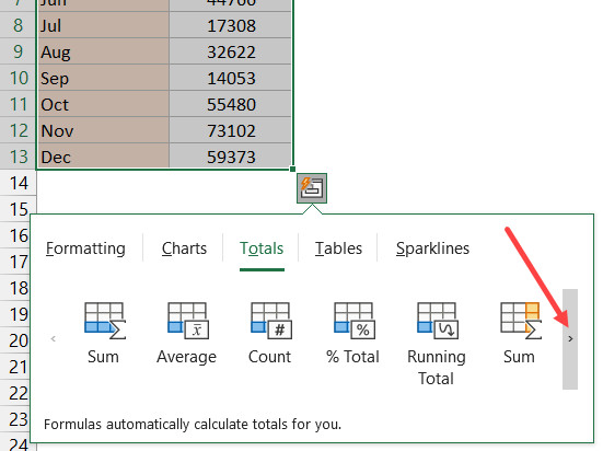 Nhấn mũi tên để xem thêm tùy chọn