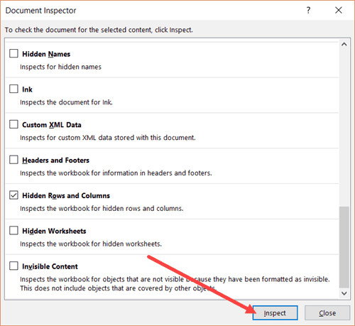Nhấn nút Inspect để bắt đầu quét