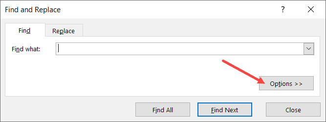 Nhấn nút Options để mở rộng tính năng tìm kiếm