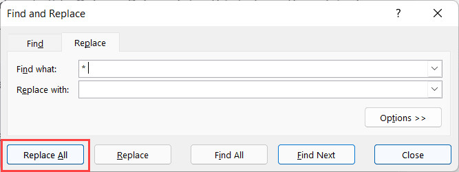 Nhấn Replace All để thực hiện
