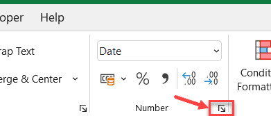 Nhấn vào biểu tượng mở rộng hộp thoại Number
