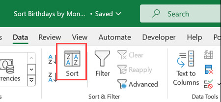 Nhấn vào biểu tượng Sort