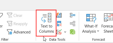 Nhấn vào biểu tượng Text to Columns