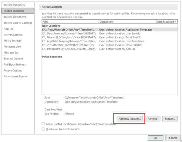Nhấn vào nút Add New Location