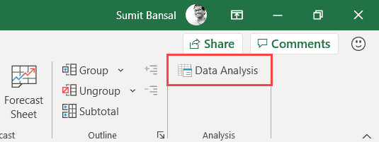 Nhấn vào nút Data Analysis