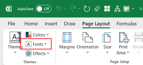 Nhấn vào nút Fonts để mở danh sách các bộ font có sẵn