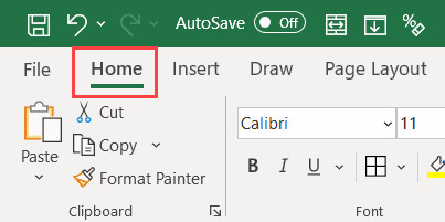 Nhấn vào tab Home trên thanh công cụ