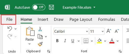 Nhấn vào thẻ File