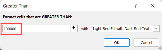 Nhập 100000 vào hộp thoại