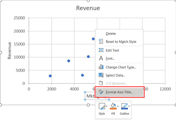 Nhấp chuột phải vào tiêu đề trục để định dạng