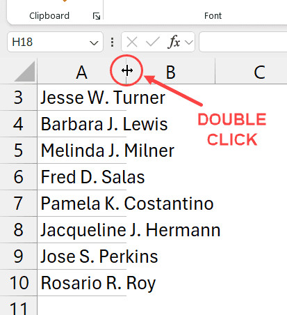 Nhấp đúp chuột vào con trỏ để tự động căn chỉnh