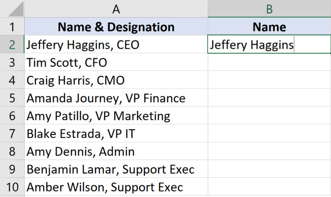 Nhập kết quả mong muốn vào ô đầu tiên