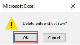 Nhấp OK để xác nhận xóa