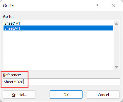Nhập tham chiếu ô đích vào trường Reference