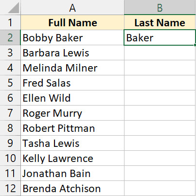 Nhập thủ công kết quả mong muốn vào ô đầu tiên
