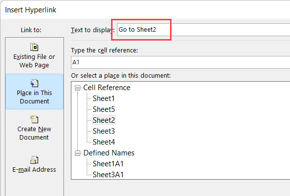 Nhập văn bản hiển thị cho liên kết