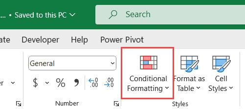 Nhấp vào biểu tượng định dạng có điều kiện