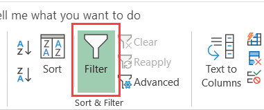 Nhấp vào biểu tượng Filter