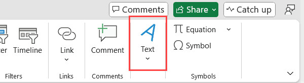Nhấp vào biểu tượng Text