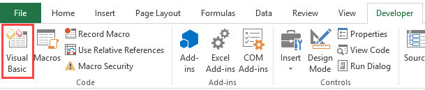 Nhấp vào nút Visual Basic