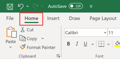 Nhấp vào thẻ Home trên thanh công cụ