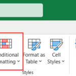 Nhấp vào tùy chọn Conditional Formatting trên thanh Ribbon
