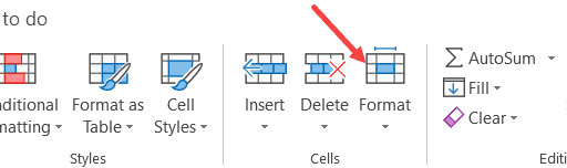Nhấp vào tùy chọn Format trong thẻ Home